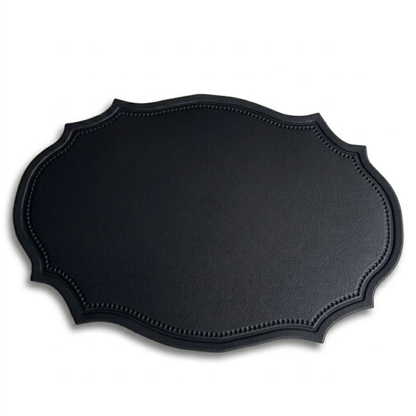 Vintage Black Imitation Leather Oval Placemat