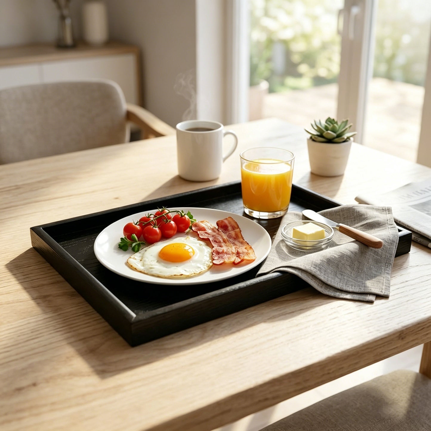Modern Black Wooden Serving Tray