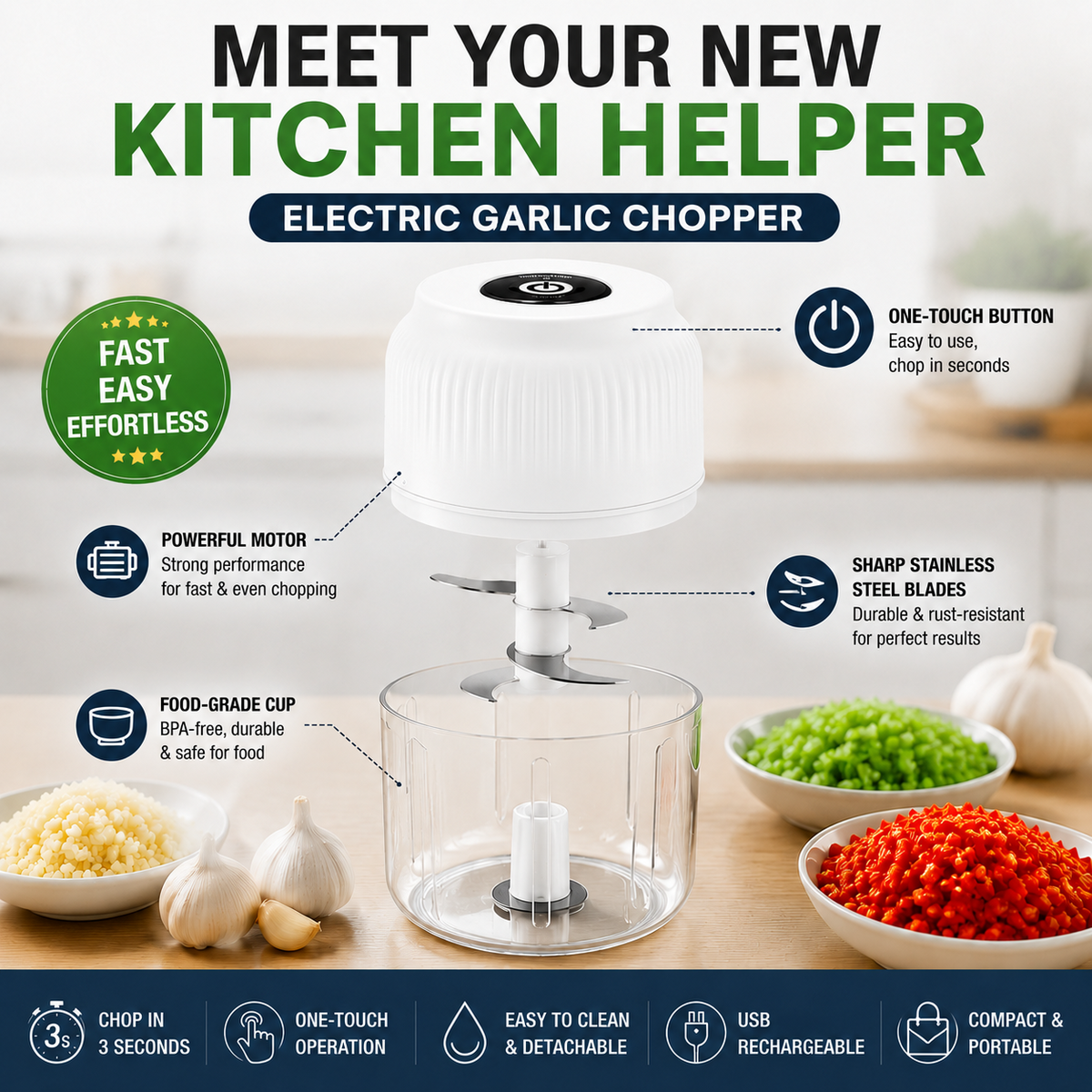 🔥50% off on the last day🔥| 😩 Still Chopping Garlic by Hand? This Kitchen Gadget Does It in 3 Seconds