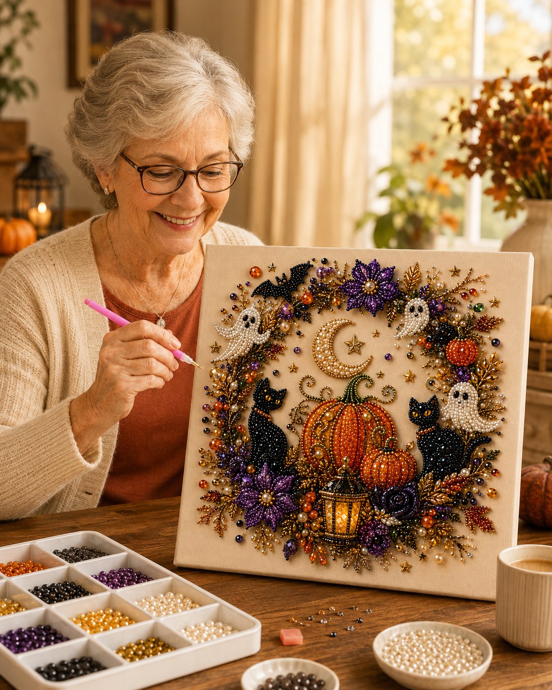 👻 Halloween Pearl Art DIY Kit – Turn Tiny Pearls into Spooky-Cute Magic (📦Buy 2 Free Shipping)