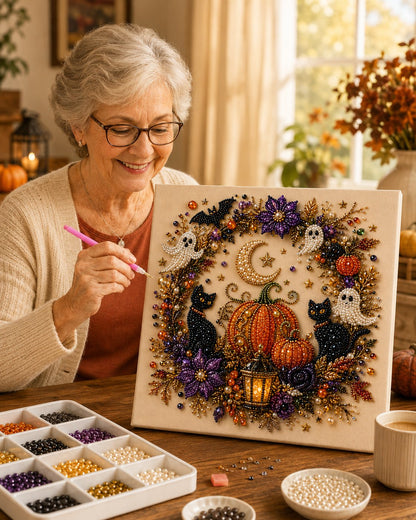 👻 Halloween Pearl Art DIY Kit – Turn Tiny Pearls into Spooky-Cute Magic (📦Buy 2 Free Shipping)