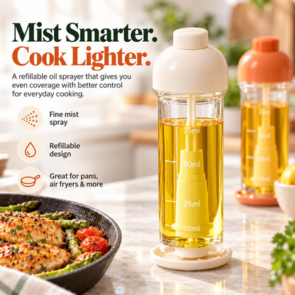 100ml Refillable Fine Mist Oil Sprayer - Fine mist for air fryers, pans & everyday cooking