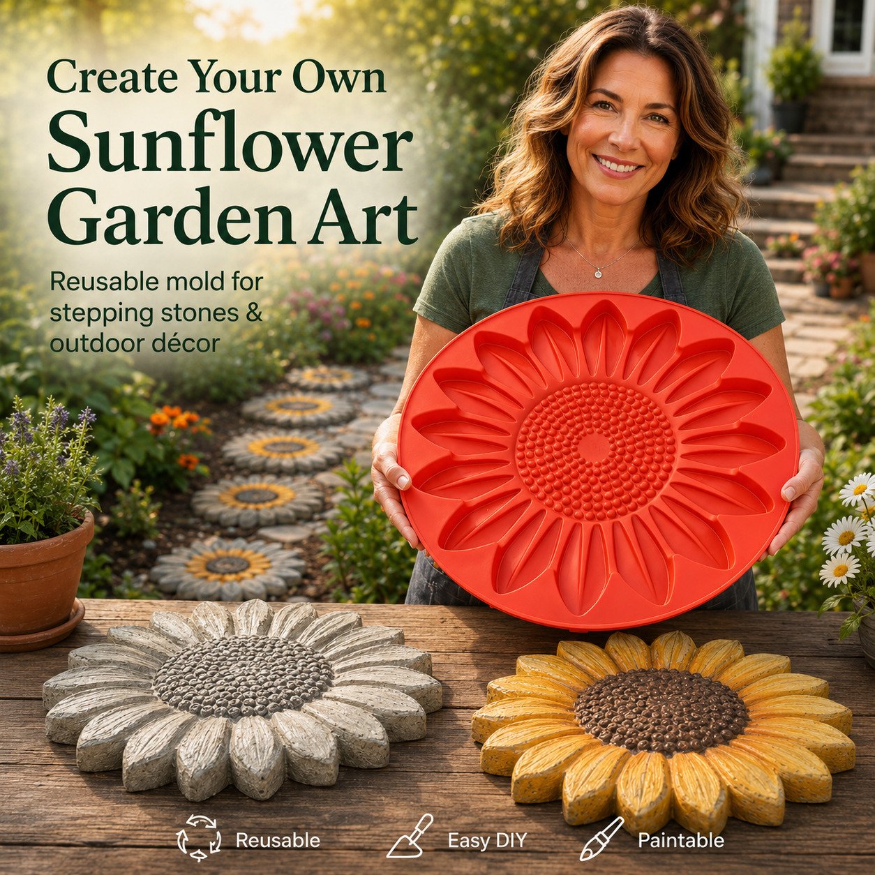 🌻 Reusable Sunflower Stepping Stone Mold (📦Buy 2 Free Shipping)
