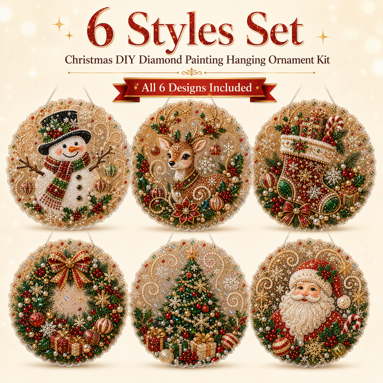 🎄Christmas DIY Diamond Painting Hanging Ornament Kit🎅💎