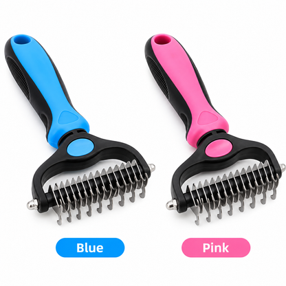 🐾Double-Sided Pet Grooming Brush – Hurtless Shedding & Dematting Undercoat Rake for Dogs and Cats