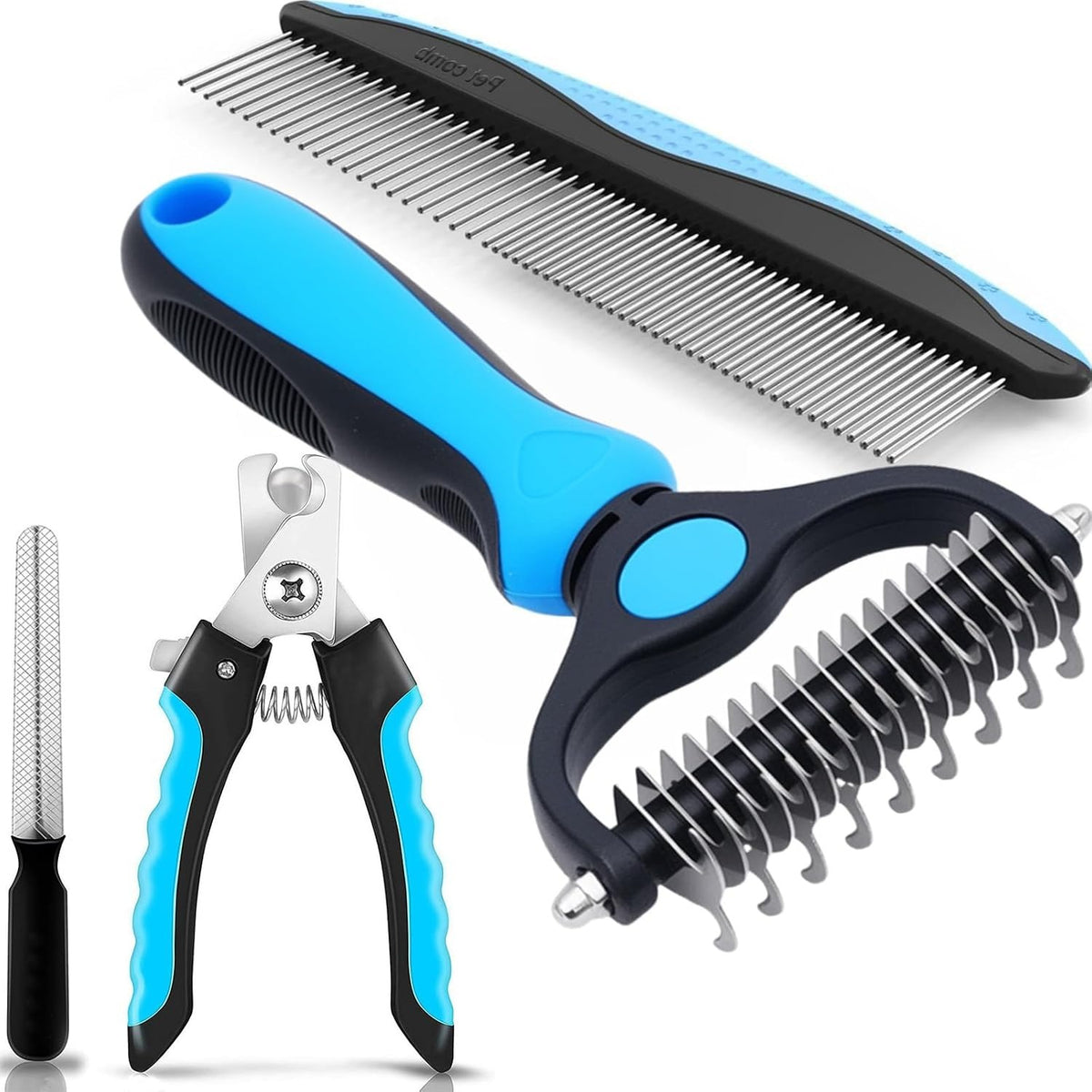 🐾Double-Sided Pet Grooming Brush – Hurtless Shedding & Dematting Undercoat Rake for Dogs and Cats